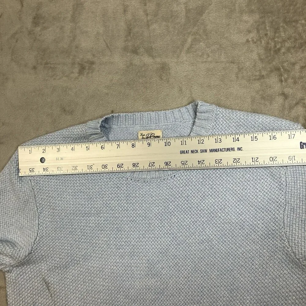 J Crew Sweater Mens S Light Blue Crewneck Premium Basket-stitch Cotton Coastal